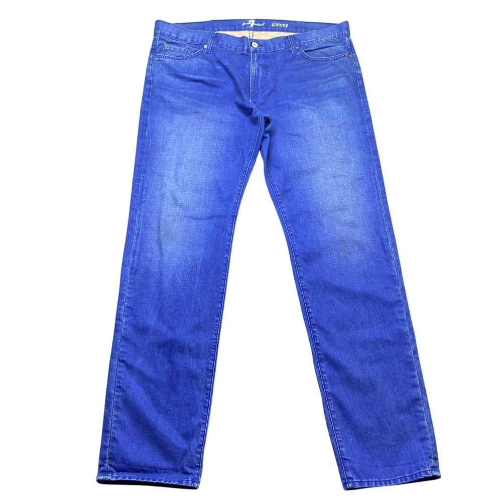 7 For All Mankind Slimmy Jeans Mens 40 Blue Slim Straight Leg USA Grunge Preppy